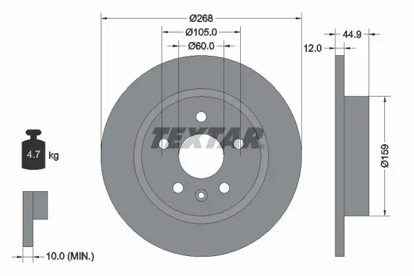 Fren Diski Opel Astra J / Cruze / Mokka 268mm Arka