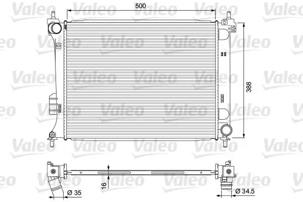 Motor Su Radyatörü Hyundai i20 1.2-1.4 2008-2014 Manuel 500×388×16