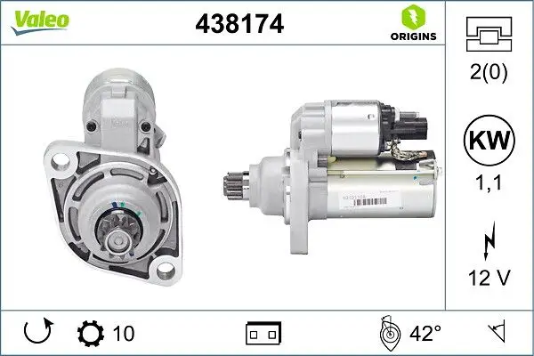 Marş Motoru 12V 10 Dıs 1,1 KW Volkswagen Polo 1.2Tsı 09-/ Golf V 1.4-1.6 FSI 03-09 / Skoda Fabia 1.2