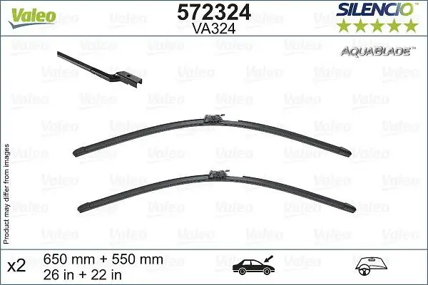 Silencio Aquablade Flat Blade Va324 (X2) (650 + 550 mm) Mercedes Benz Sl (03 / 2012 /) (Isıtma Öz