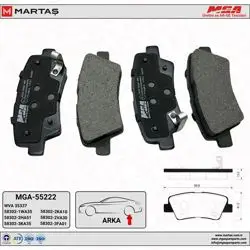 Balata Fren Arka Delikli-(Hyundai: Accent-Blue 2012 > 2015 / Kia: Rio 2009 > 2014 / i20 14 > / i10 13 > / i30 12 > / İ40 / Tucson 09-10 / Elantra 1.6 11 > / Sonata 2.4 10 > / Kia: Rio 11 > / Cerato 13 > / Soul 1.6 06 > / Optıma 12 > 1.7 CRDI / Ssangyong: Korando 2.0 10 > / Actyon 10 > Stonıc 2018 > >)