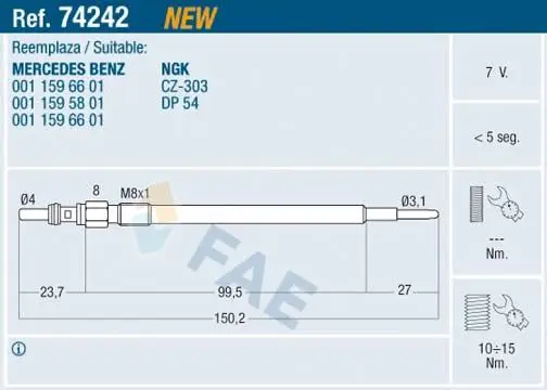 Kızdırma Bujisi W169 04-12 W204 09-14 W205 14-18 W212 09-16 W447 14-Sprinter 09 -