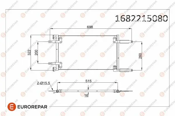 Psa / Klima Radyatörü Kondenser (Fiat: Doblo Mpv Cargo 1.9D 01 -) 666×307×16 mm