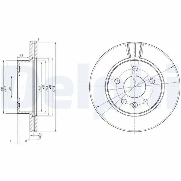 Fren Diski Ön Havalı 276mm 5 Bijon (Mercedes W638 Vito 96-03) Takım