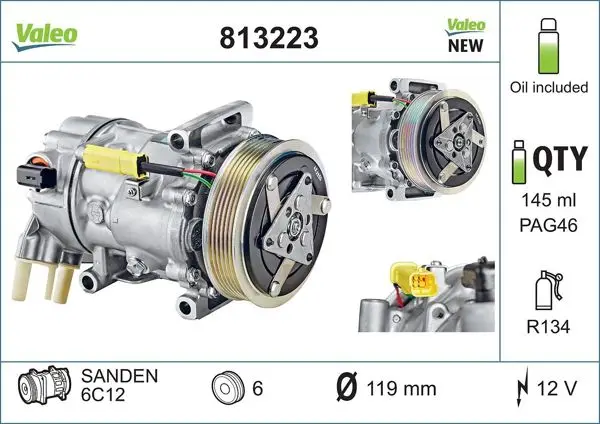 Klima Kompresörü P207 P208 P308 P508 P5008 P2008 C3 II C4 C4 II Ds4 Ds3 C3 III C5 III C3 Picasso Berlingo III Partner Tepe 1,4Hdı 1.6 HDI 1.4 16V 1.6 16V (7 Pıstonlu)