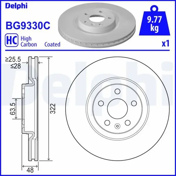 Ön Fren Aynası Volvo S90 II , 16-V90 II 16-Dıs Cap 322 mm