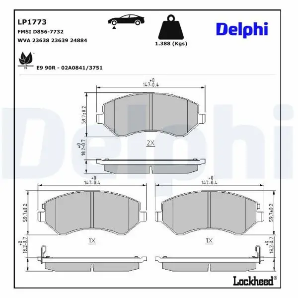Ön Fren Balatası Chrysler Voyager III IV (Rg,Rs) 95-08 Dodge Caravan 95-01 Jeep Cherokee (Kj) 01-08