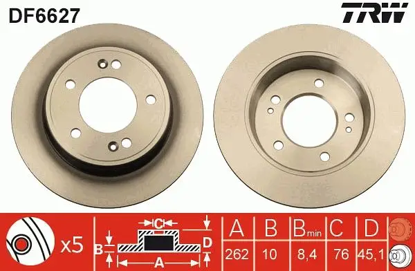 Hyundai Elantra Ceed i30 11-Cerato 13-Elantra 11-Arka Fren Disk Tkm 262-5