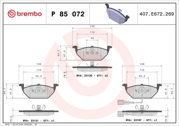 Fren Balatası-Kablolu-(VW Golf 98-06 Polo 02-05 Audi A3 97-03 Seat Leon 00-06 Skoda Octavia 97-11)