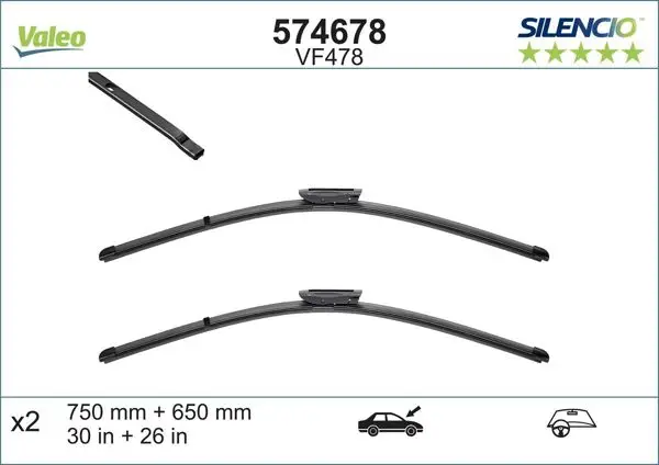 Silecek Süpürgesı Ön Takım 750 mm + 650 mm