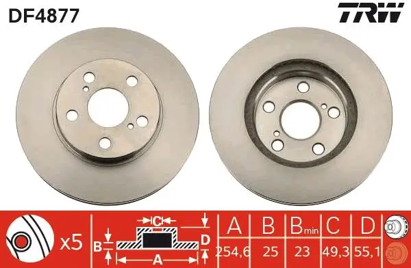 Fren Diski Ön Corona At191 92-97 Carina E 92-Celıca 93-Havalı 255mm