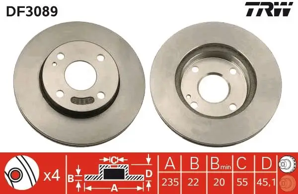 Ön Fren Aynası Havalı Mazda 323 Famılıa 98-02 (235X4)