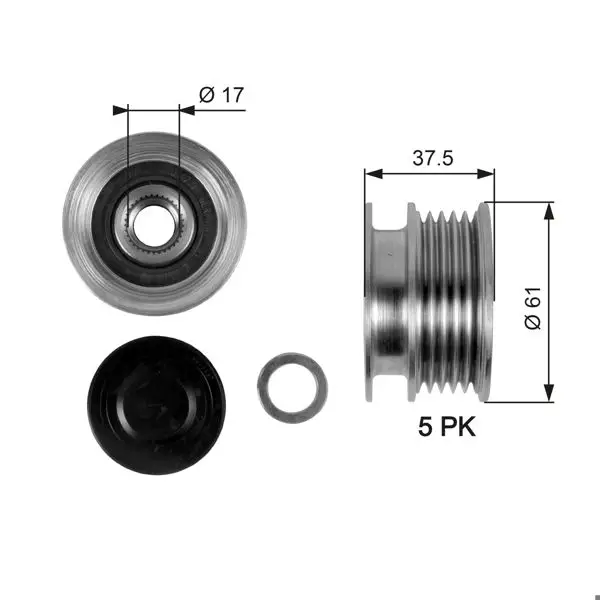 Alternatör Kasnağı 98-07 Clio.2-Kng-Mgn-Log 1.5 DCI 5 Kanallı