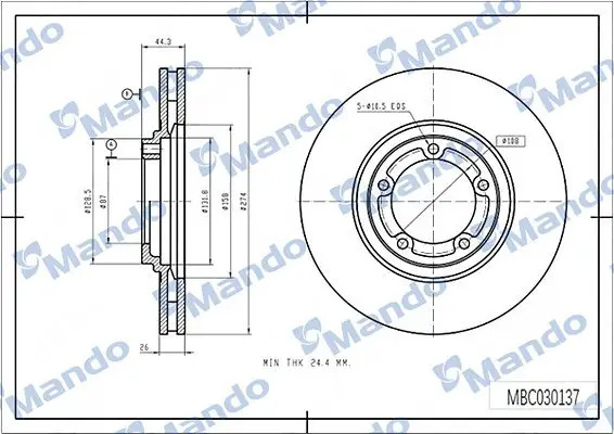 Hyundai H100 Kamyonet 04-Starex 03-08 Libero Havalandırmalı Ön Fren Disk 274*1