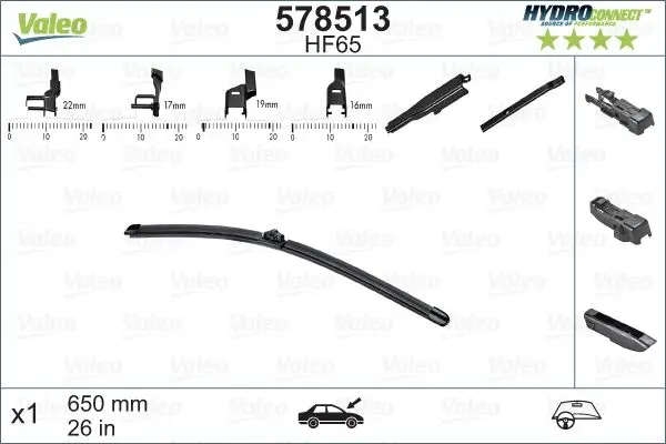 Silecek Süpürgesi Ön Muz Tip 650mm Hf65 (Hydroconnect Coklu Bağlantı) / (X1)