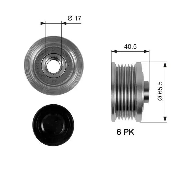 Alternatör Kasnağı 03-Doblo-Ast.H-Vct.C-Zfr 1.9 JTD For:Denso 105-120Ah