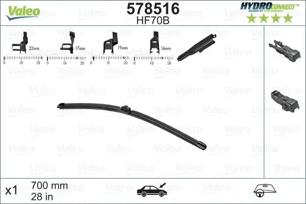 Silecek Süpürgesi Ön Muz Tip 700mm Hf70b (Hydroconnect Coklu Bağlantı) / (X1)