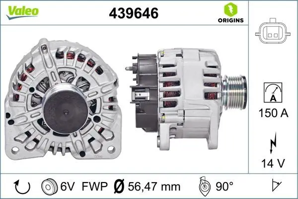 Alternatör 12 V 150A Renault Clio 05-, Kangoo 08-, Megane 03-09 1,5 DCI
