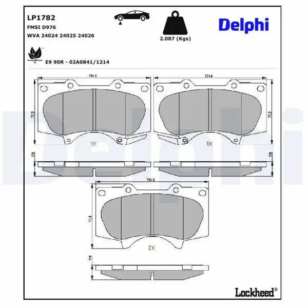 Ön Fren Balatası Toyota Hilux (2009–2012) / Land Cruiser (2003→) / Mitsubishi Pajero (2007–2012)
