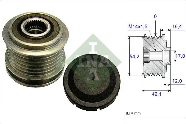 Alternatör Kasnağı (54,2 mm-42,10 mm-17 mm) 30667068 / 95511969 / 8666579 / 68045506Aa / 5200362