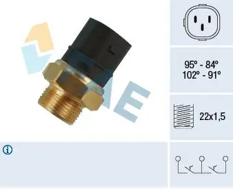 Fan Müşürü 95-102°C Golf.III.IV-Bora-Passat-Polo-A3 Siyah-3Fıslı-Kare