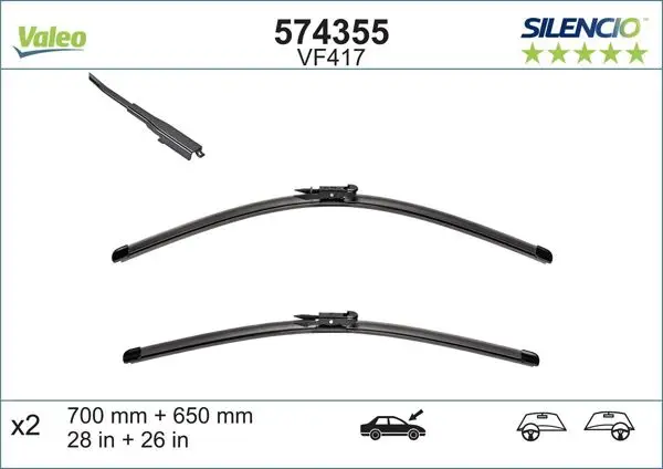 Silecek Süpürgesı Ön Takım 700 mm + 650 mm