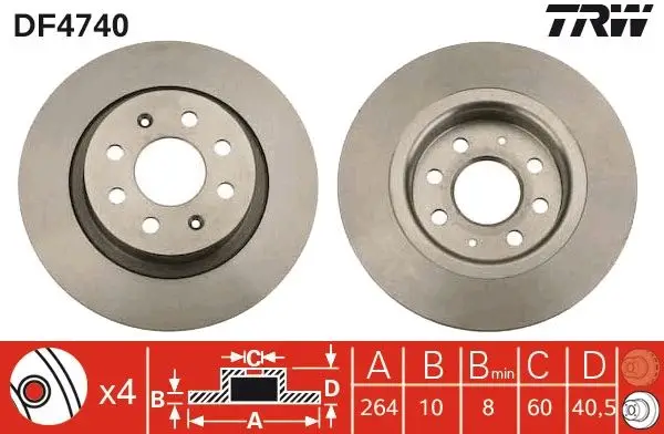 Fren Diski Arka (Fiat Grande Punto 1.9 Mtj / 1.4 16V 10 / 05- / 1.4 T- Jet 09 / 07-