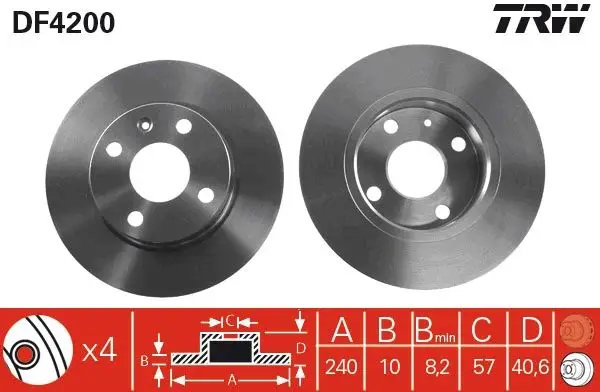 Fren Diski Arka Corsa C-03 Combo 00-Tigra B 04-Düz 240mm