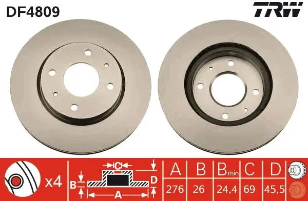 Ön Fren Aynası Havalı 276mm Lancer 03 > Galant 01 >