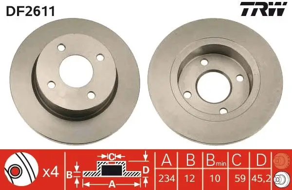 Ön Fren Diski Aynası Düz Nissan Micra K11 92-02 (234X4)
