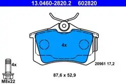 Arka Fren Balatası Golf IV Bora Audi A1 A3 A4 A6 A8 Altea Cordoba Ibiza III IV V / Megane II III Meg