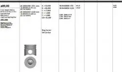 Motor Piston + Segman Master 2.5 DCI-Movano 2.5Cdtı (G9u) 115Hp Euro3 (89.00mm) / (+ 0.50mm) / (- 0.20mm Kısa) Piston Marka