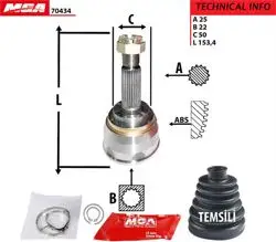 Aks Kafa Dıs-(Hyundai: Accent 95 > 03 Benzinli / Excel 90 > 95 / Getz 02-05 Benzinli / Accent 03-05 Admıre / Mitsubishi: Lancer 88 > / Galant 90 >) (25×22×50)