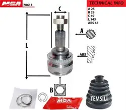 Aks Kafa Dıs (ABS Li)-(Suzuki: Swift 04 > 11 1.3-1.3 Ddıs-1.5 4Wd) (25×29×49Xabs-43)