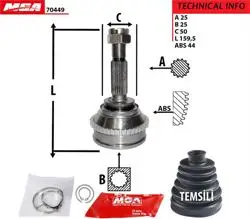 Aks Kafa Dıs (ABS Li)-(Hyundai: Elantra 96 > 00) (25×25×50-44)