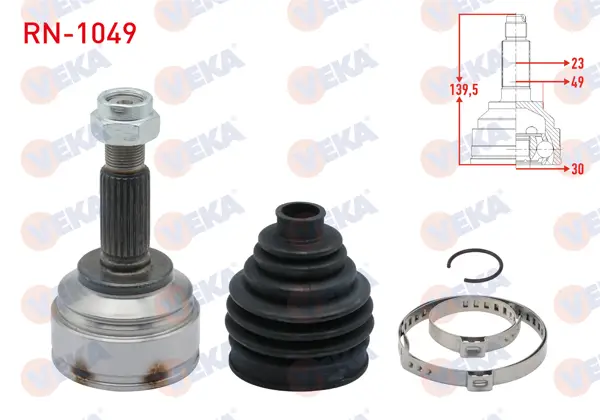 Aks Kafası Sol-Sağ On Dıs Renault Clio IV 1.5 DCI M-T 23×30X49 Uzunluk 139,50mm 2012 -