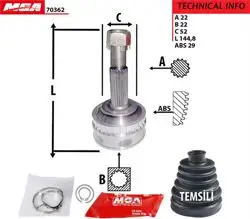 Aks Kafası Dıs ABS Li 29D (Opel: Vectra A / Astra F / Kadet 1.4 1.6 91-95) 22×22×52
