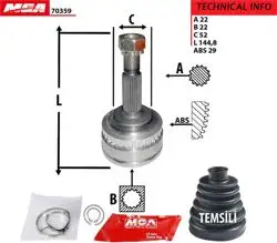Aks Kafası Dıs ABS Li (Opel: Vectra B 1.6 16V 95-/ Astra F 95 > 98 1.6 16V) 22×22×52
