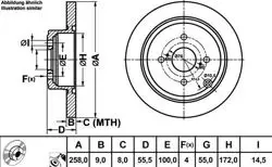 Fren Disk Arka Düz 258-4 (Toyota: Corolla 03-07 / Toyota: Corolla Verso 02-04)