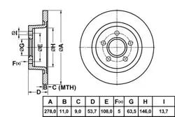 Fren Disk Arka Düz 278-5 (Ford: Connect 02 -)