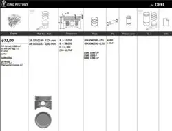 Piston 72.00 mm (Std) Opel Corsa A Combo 1.2 89-C12nz (Rıken Segmanlı)
