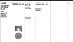Piston 80.01 mm (0.50) Renault Megane Laguna Kango Traffic II Vivaro 1.9 Dtı 8V 99-F9q (Rıken Segmanlı)