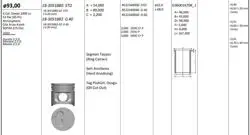 Piston 93.00 mm (Std) Renault Master Fiat Ducato Iveco Daily 2.5 D 89-8140.63 8140.23 8140.67F (Bıyel Kolu Konık)
