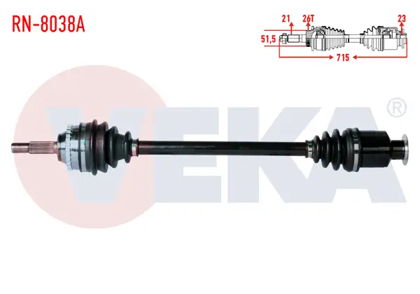 Komple Aks Sağ On Renault Clio II (Bb0 / 1 / 2,Cb0 / 1 / 2) 1.4İ 16V ABS li 26 Dıs Uzunluk 715 mm 1998-2005