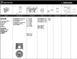 Piston 76.00 mm (0.50) Renault Megane III Mercedes Cıtane 108 109 A160 CDI B160 CDI 1.5 DCI 16V 10-K9k Om607 (90 Hp) (Euro 5)