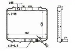 Radyatör Brazing (Kulaksız) Hyundai: H100 Minibüs 97-06 / Mitsubishi L300 86-04 (400×590×26)