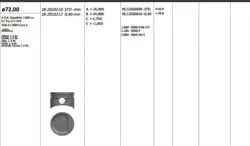 Piston + Segman 72mm + 0.40mm (Rıken Segmanlı) Albea 1.4 8V*Doblo 1.4 8V*Idea 1.4 8V*Palıo 1.4 8V*G Piston Marka