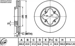Fren Disk Ön Hava Kanallı 260-4 (Honda: Accord 90-98 / Rover: 618 620 93-99)