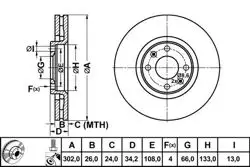 Fren Disk Ön Hava Kanallı 302-4 (Peugeot: 308 3008 5008 09-/ Citroen: C4 04-11)