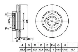 Fren Diski Ön (258mm) (Ford: Focus 98-02-Fiesta 02 -) (Mazda 2 03 -)